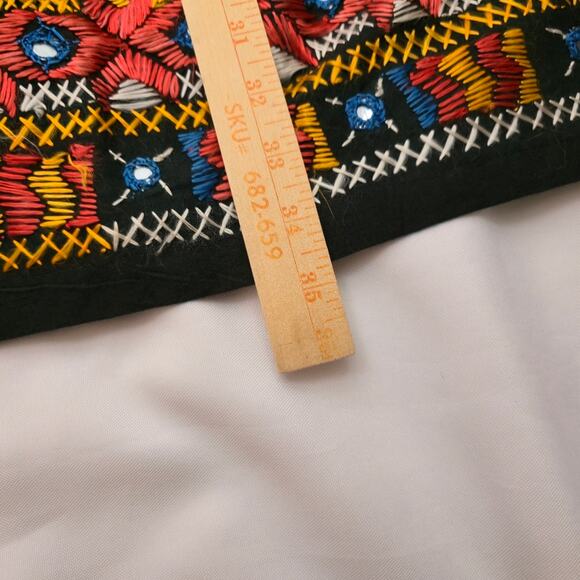 Hand Made Black Cotton Kutchi Hand Embroidered Mirrow Image Vibrant Color XL - Picture 6 of 10